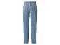 Lichtblauwe damesjeans met hoge taille, achteraanzicht.