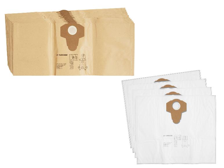 Sacs d'aspirateur en papier et intissé, avec instructions d'utilisation.