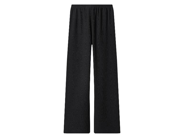 Pantalon large noir pour femme avec taille élastique.