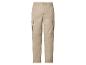Pantalon cargo beige avec taille élastique et poches latérales.