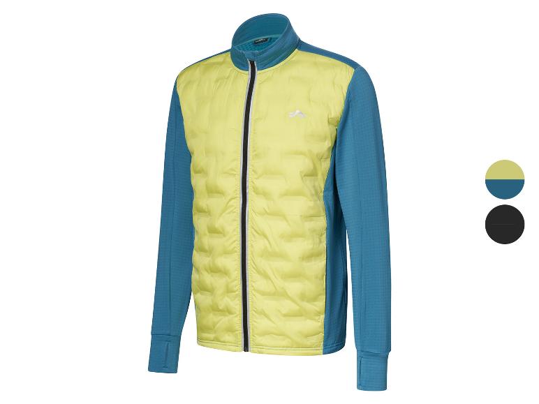 Een geel en blauw gevoerd jack voor heren.