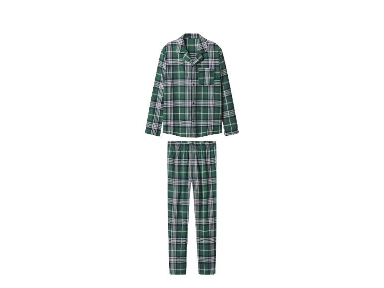 Tweedelige groene geruite pyjama.