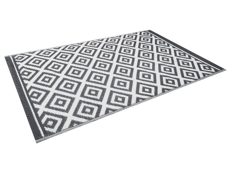 Tapis d'extérieur gris et blanc à motif géométrique