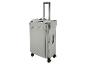 Valise grise avec poignée télescopique et quatre roulettes