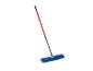 Een blauwe microvezel mop met een rode steel.