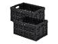 Twee zwarte opvouwbare plastic opbergkratten