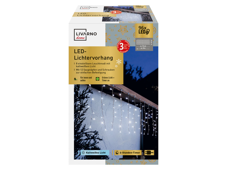 Aller en mode plein écran LIVARNO home Rideau lumineux à LED, 8 modes d'éclairage - Photo 3