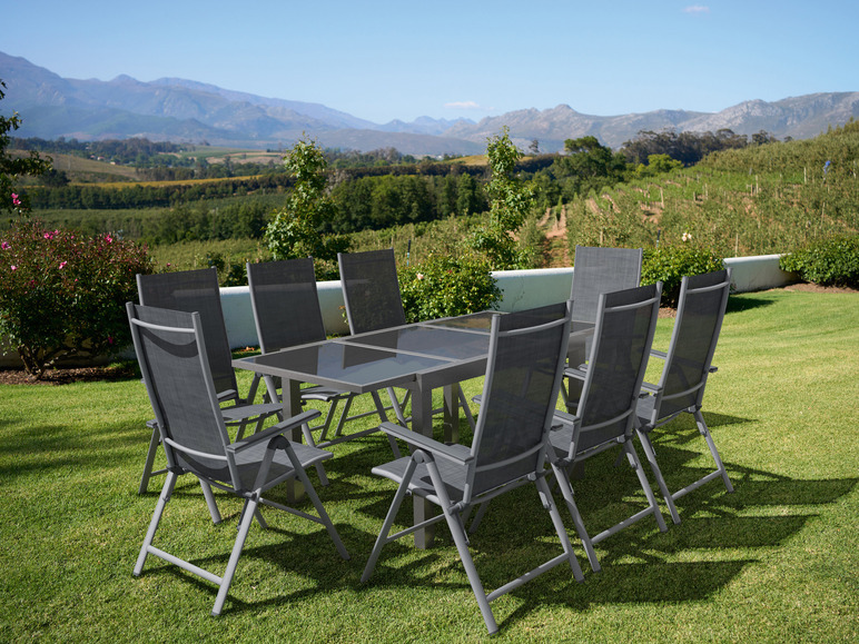Aller en mode plein écran Set de jardin en aluminium argent/gris avec table extensible et 8 chaises LIVARNO home - Photo 2