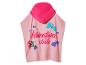 Roze badcape met capuchon, met vlinderprint en de tekst "Adventure Club".