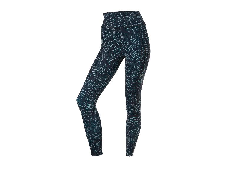 Leggings de sport noirs à motif turquoise.