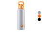 Bouteille d'eau Crivit grise et orange avec couvercle à poignée