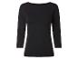 T-shirt noir à manches longues et col rond pour femme