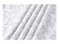 Tissu blanc avec un motif de feuilles grises.