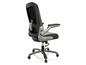 Chaise de bureau noire avec dossier en mesh et accents argentés.