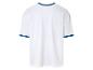 Wit T-shirt met donkerblauwe boord.