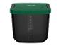 Récipient noir avec couvercle vert et graduations de volume jusqu'à 9L.