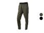 Pantalon de sport kaki avec taille élastique noire et logo, avec options de couleur marron et noir.