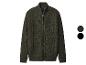 Cardigan en maille vert foncé avec fermeture éclair et motif torsadé