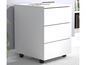 Commode blanche à trois tiroirs sur roulettes