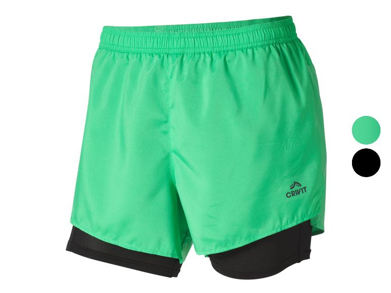 Crivit sport shorts: dubbel laag, groen en zwart.