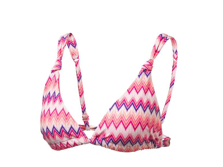 Bikinitop met kleurrijk zigzagpatroon, ideaal voor het strand.