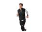 Homme en gilet noir et leggings de course noirs.