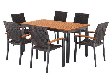 LIVARNO® Ensemble de jardin »Valencia«: Table avec 6 chaises empilables