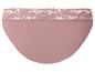 Culotte femme rose avec détails en dentelle à la taille.