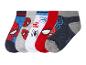 Lot de cinq chaussettes pour enfants avec des motifs d'araignées et de masques.