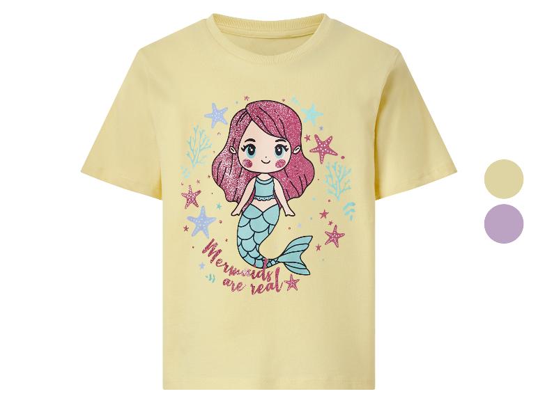 T-shirt jaune à manches courtes avec imprimé sirène et le texte « Mermaids are real ».