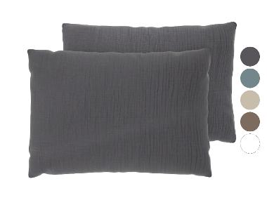 LIVARNO® Taies d'oreiller en mousseline, 40 x 60 cm, 2 pièces
