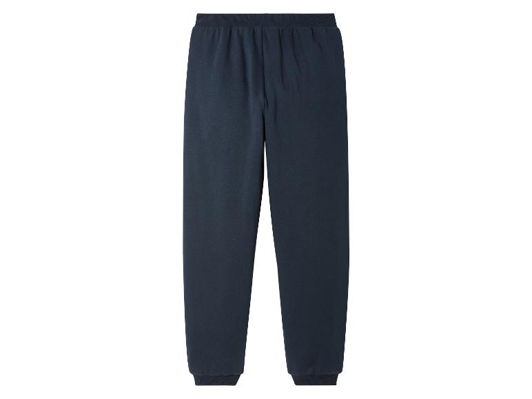 Donkerblauwe joggingbroek met elastiek in de taille.