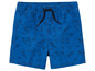 Short de bain bleu avec motif de crabes, coquillages et méduses