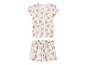 Ensemble de pyjama blanc à manches courtes avec imprimé cœurs roses et beiges.