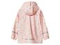 Imperméable rose pour enfant avec motif cœurs et pois, vue de dos.