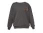 Sweat-shirt gris avec un imprimé éléphant orange sur la poitrine.