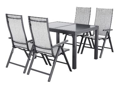 LIVARNO® Ensemble de jardin Houston : table extensible & 4 fauteuils pliants