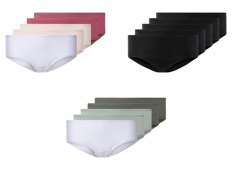Drie pakjes met katoenen onderbroeken in verschillende kleuren.