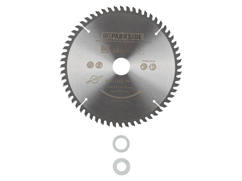 Een Parkside zaagblad met twee extra ringen.