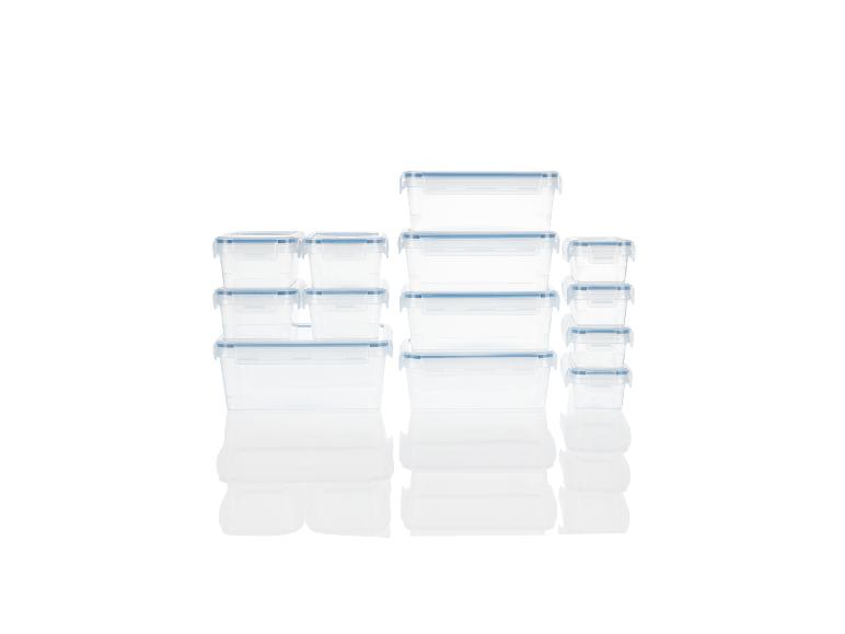 Een set transparante opbergdozen voor voedsel.