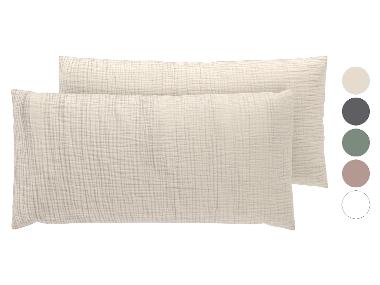 LIVARNO® Taies d'oreiller en mousseline, 2 pièces, 40 x 80 cm