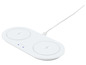 Een witte draadloze oplader van Tronic met twee oplaadzones.