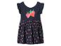 Donkerblauwe kinderzomerjurk met aardbeienprint.
