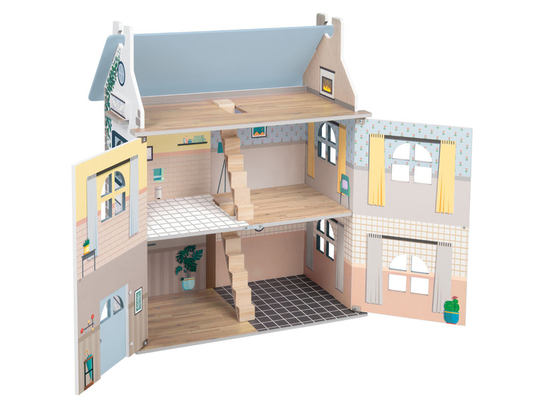 Ga naar volledige schermweergave: Playtive Uitklapbaar houten poppenhuis - afbeelding 6