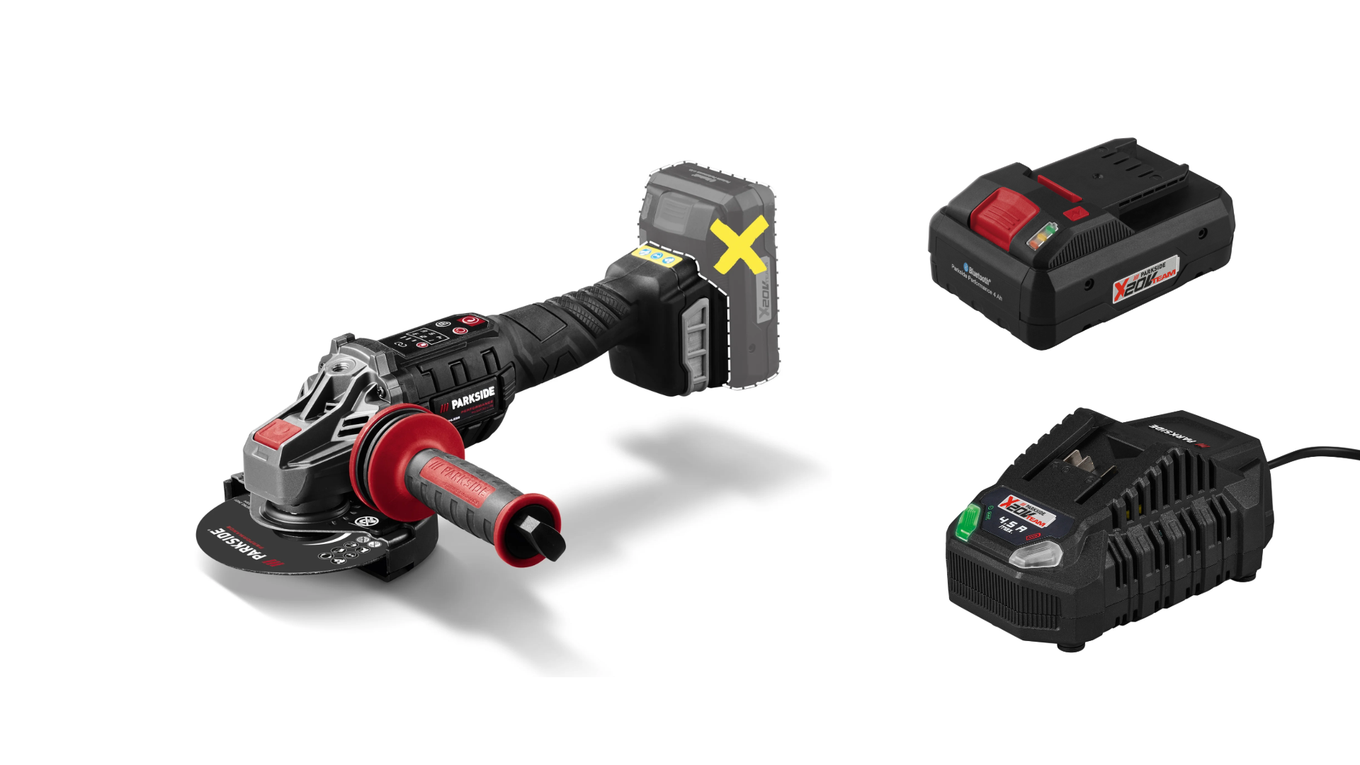 Haakse slijper met smart accu 4 Ah en oplader PARKSIDE PERFORMANCE®