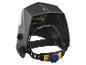 Casque de soudage noir PARKSIDE avec serre-tête réglable et visière verte.