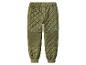 Pantalon matelassé kaki pour enfants avec taille élastique et poignets côtelés.