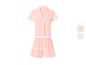 Pyjama deux pièces pour femme avec broderie florale, disponible en rose et blanc.