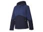 Une veste softshell bleu marine à capuche.