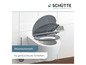 Een grijze toiletbril met soft-close functie van Schütte.
